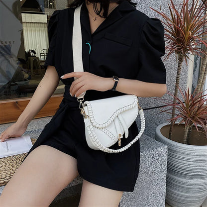 Handbag Fashion Ladies Saddle shape Bag Girls Shoulder Crossbody Ladies Handbag Braided Tote