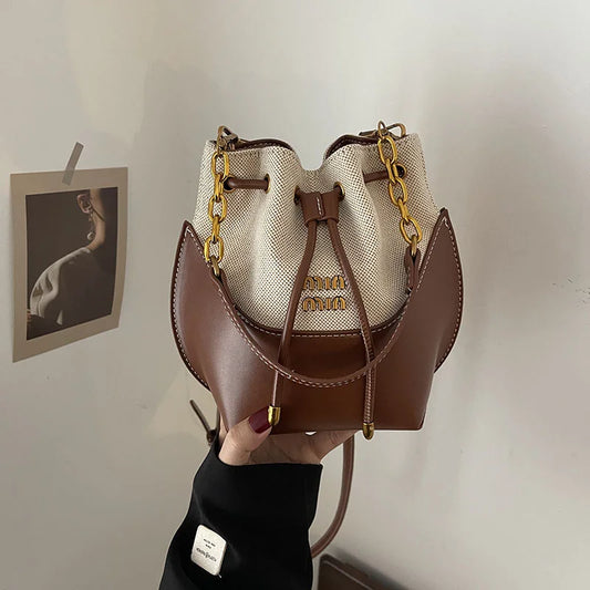 Handbag Crossbody Bag Large Capacity Bucket Bag Girls Fashion Handbag Shoulder Bag Chain Decoration