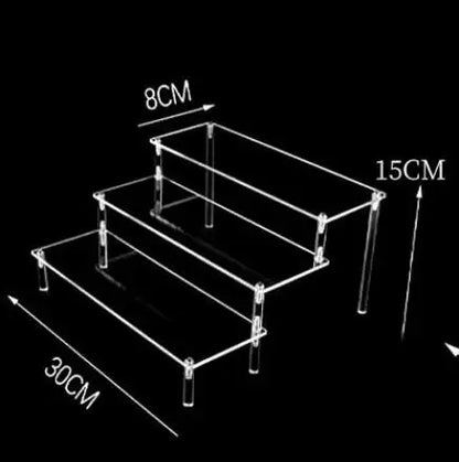 Organizers 1-4 Tier Acrylic Display Stand Durable Display Rack For Cupcake Perfume Doll Transparent Trapezoidal Blind Box Storage Shelf