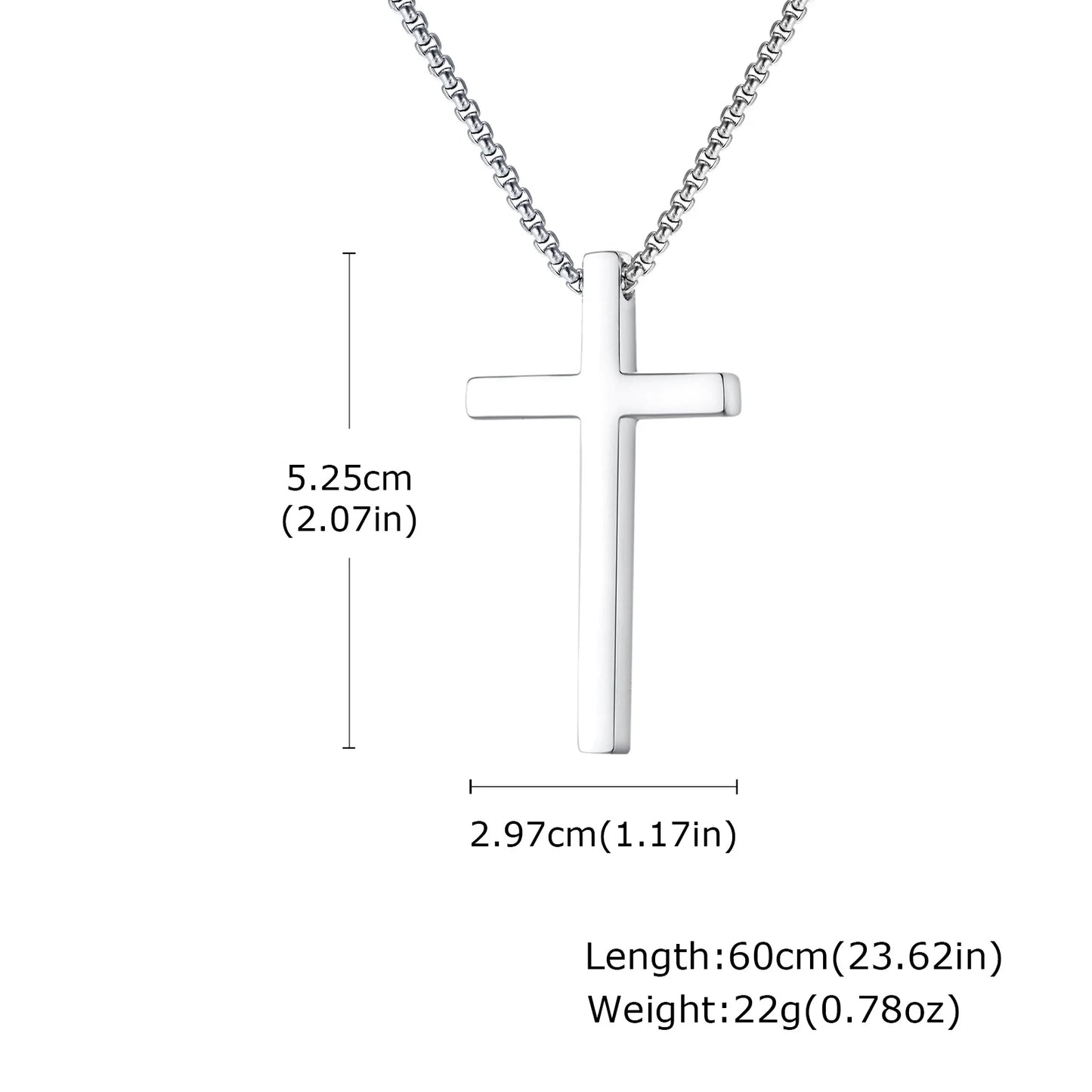 Pendant for Men Cross Necklaces for Men Women Simple Plain Color Stainless Steel Thick Cross Pendant with Box Chain