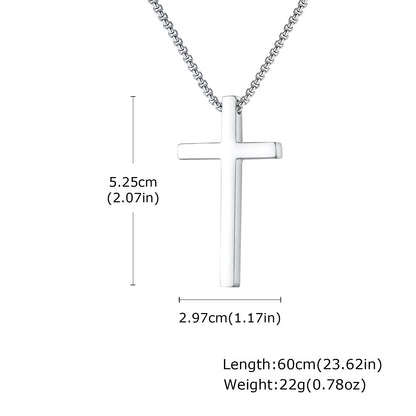 Pendant for Men Cross Necklaces for Men Women Simple Plain Color Stainless Steel Thick Cross Pendant with Box Chain