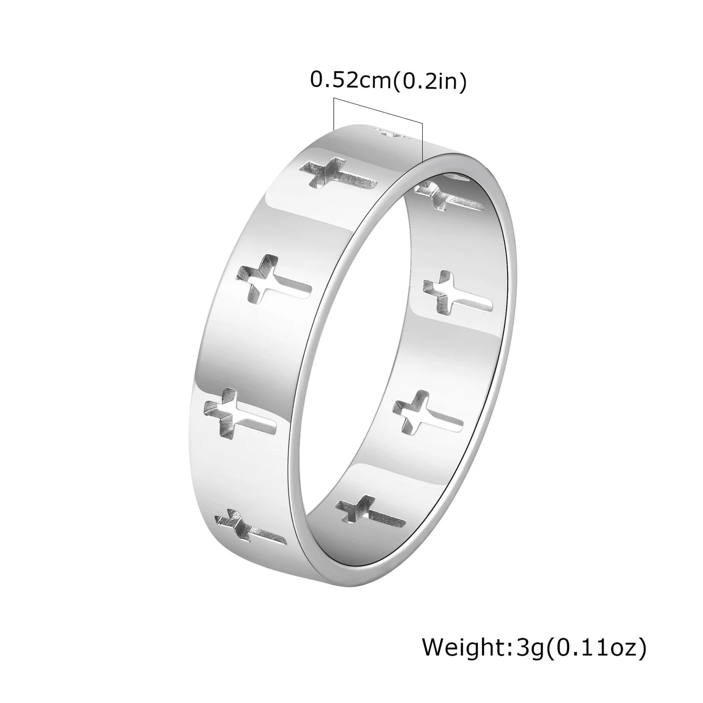 Ring for men Hollow Out Cross Rings for Men Boys Never Fade Silver Color Stainless Steel Finger Band Jesus Faith Fraternal Anillo