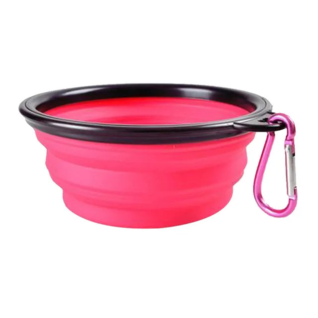 Pet Bowl Collapsible Pet Silicone Dog Food Water Bowl Outdoor Camping Travel Portable Folding  Supplies   Dishes with Carabiner