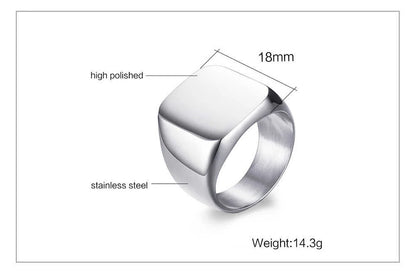 Ring For men 18mm Signet Ring For Men or Women The Zodiac Horoscope Constellation Sign Finger Band Stainless Steel Punk Anillo