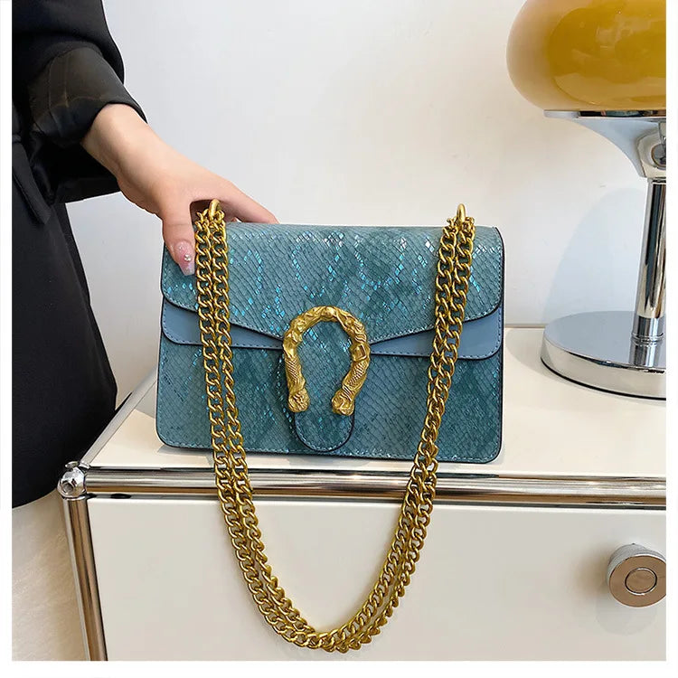 Handbag Vintage Pattern Shoulder Girls Bag Under-arm Women's Bag Fashion Chain Crossbody Ladies Bag