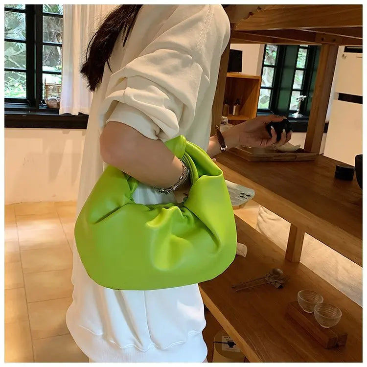 Handbag Girl Fashion Pure Color Girls Clouds Bag Dumpling Bag