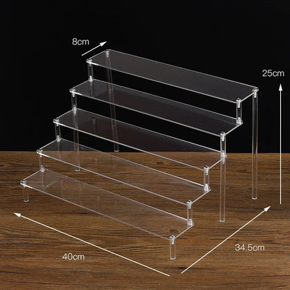 Organizers 1-5 Tier Acrylic Display Stand Clear Display Riser Rack for Cupcake Perfume Doll Décor Organizer for Figures