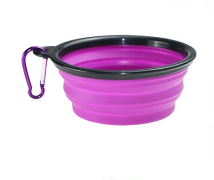 Pet Bowl Collapsible Pet Silicone Dog Food Water Bowl Outdoor Camping Travel Portable Folding  Supplies   Dishes with Carabiner