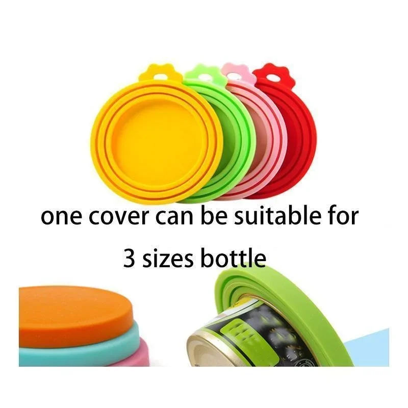 Pet Feeding Accessories Reusable 3 In 1 Pet Food Can Silicone Cover Dogs Cats Storage Tin Cap Lid Seal Cover Pet Supplies Suitable For 8.5cm/7.5cm/6.5cm