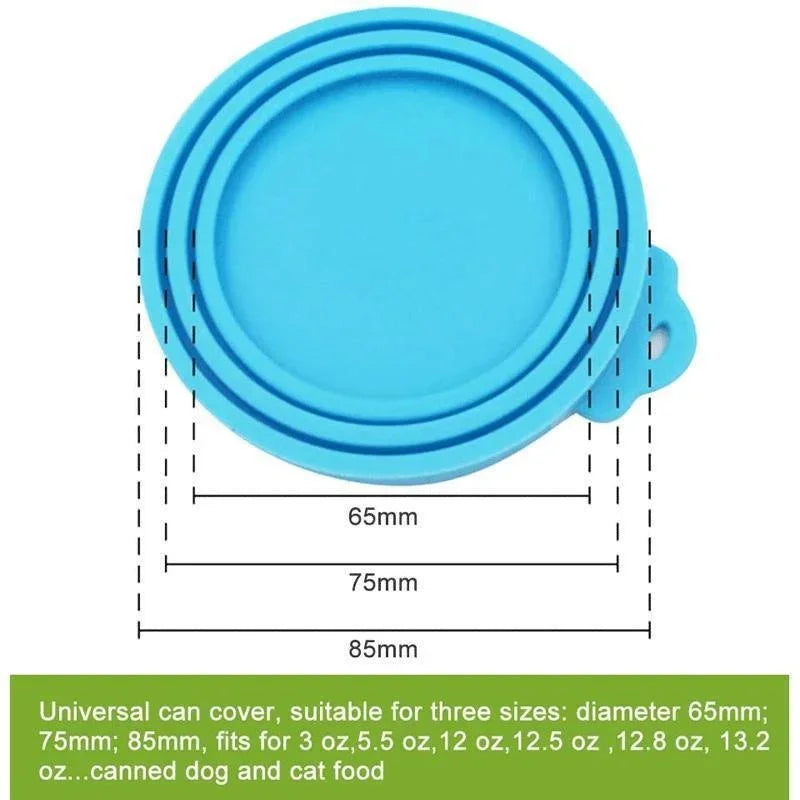 Pet Feeding Accessories Reusable 3 In 1 Pet Food Can Silicone Cover Dogs Cats Storage Tin Cap Lid Seal Cover Pet Supplies Suitable For 8.5cm/7.5cm/6.5cm