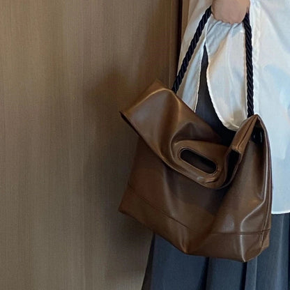 Handbag Ladies Simple Soft Leather Shoulder Bag Fashion Commuter Large Capacity Tote