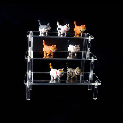 Organizers 1-4 Tier Acrylic Display Stand Durable Display Rack For Cupcake Perfume Doll Transparent Trapezoidal Blind Box Storage Shelf