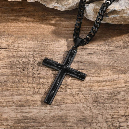 Pendant for Men Mens Big Cross Pendant Necklaces Religous Faith Jewelry Two Layers Cross Pendant with Cuban Chain Punk Hiphop Collar