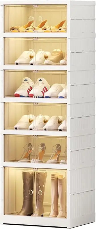 Organizers 9 Tier Foldable Shoe Rack Organizer for Closet 18-36 Pairs Plastic Collapsible Shoe Shelf for front door entrance Stackable