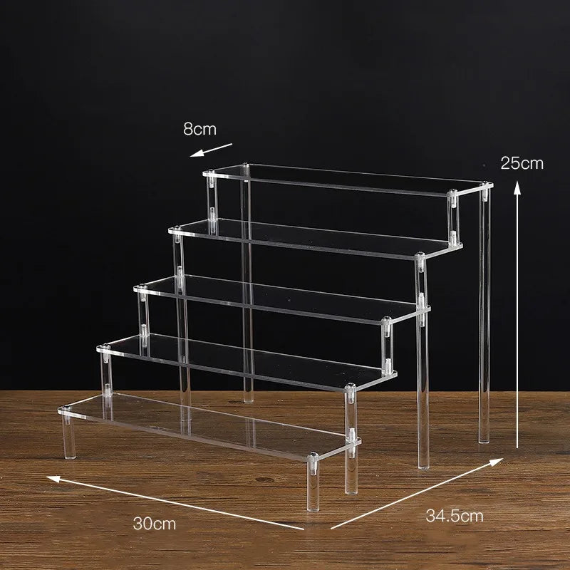 Organizers 1-5 Tier Acrylic Display Stand Clear Display Riser Rack for Cupcake Perfume Doll Décor Organizer for Figures