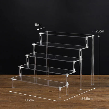 Organizers 1-5 Tier Acrylic Display Stand Clear Display Riser Rack for Cupcake Perfume Doll Décor Organizer for Figures