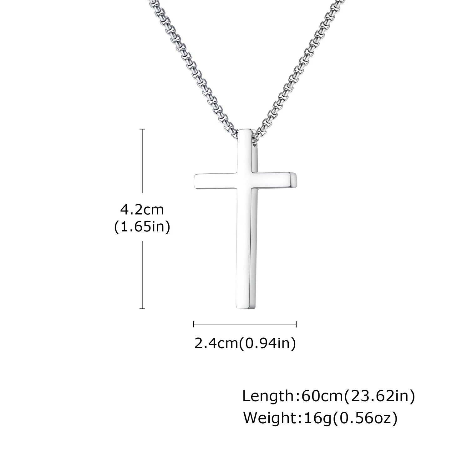 Pendant for Men Cross Necklaces for Men Women Simple Plain Color Stainless Steel Thick Cross Pendant with Box Chain