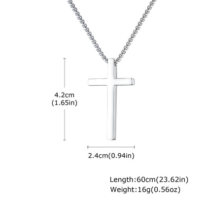 Pendant for Men Cross Necklaces for Men Women Simple Plain Color Stainless Steel Thick Cross Pendant with Box Chain