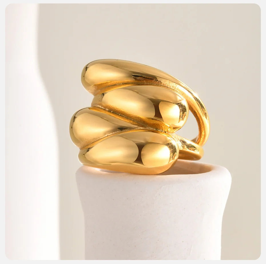 Women Chunky Rings Minimalist Gold Plated 10 picture