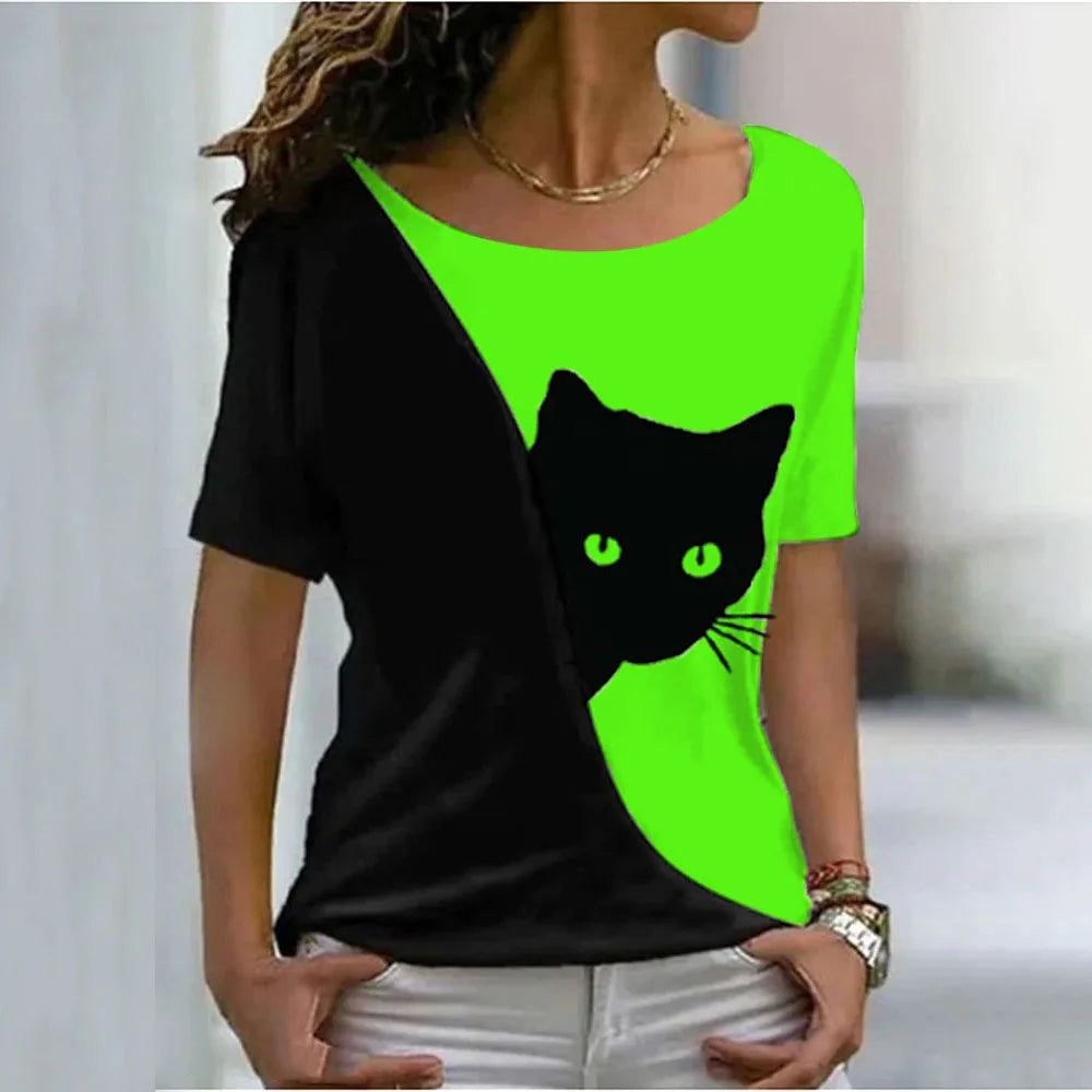 T-Shirt for Women Fashion Casual Tops 3D Printing T-shirts For Women Oversized Funny Short Sleeve Tees Tops