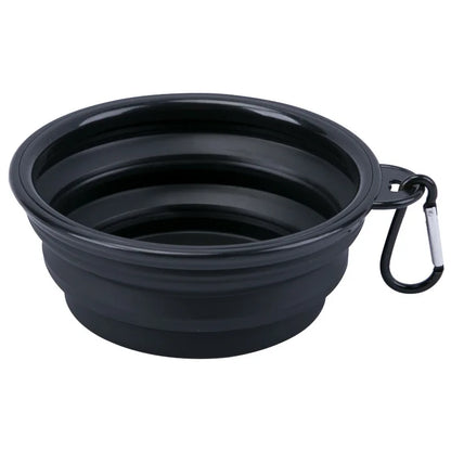 Pet Bowl Collapsible Pet Silicone Dog Food Water Bowl Outdoor Camping Travel Portable Folding  Supplies   Dishes with Carabiner