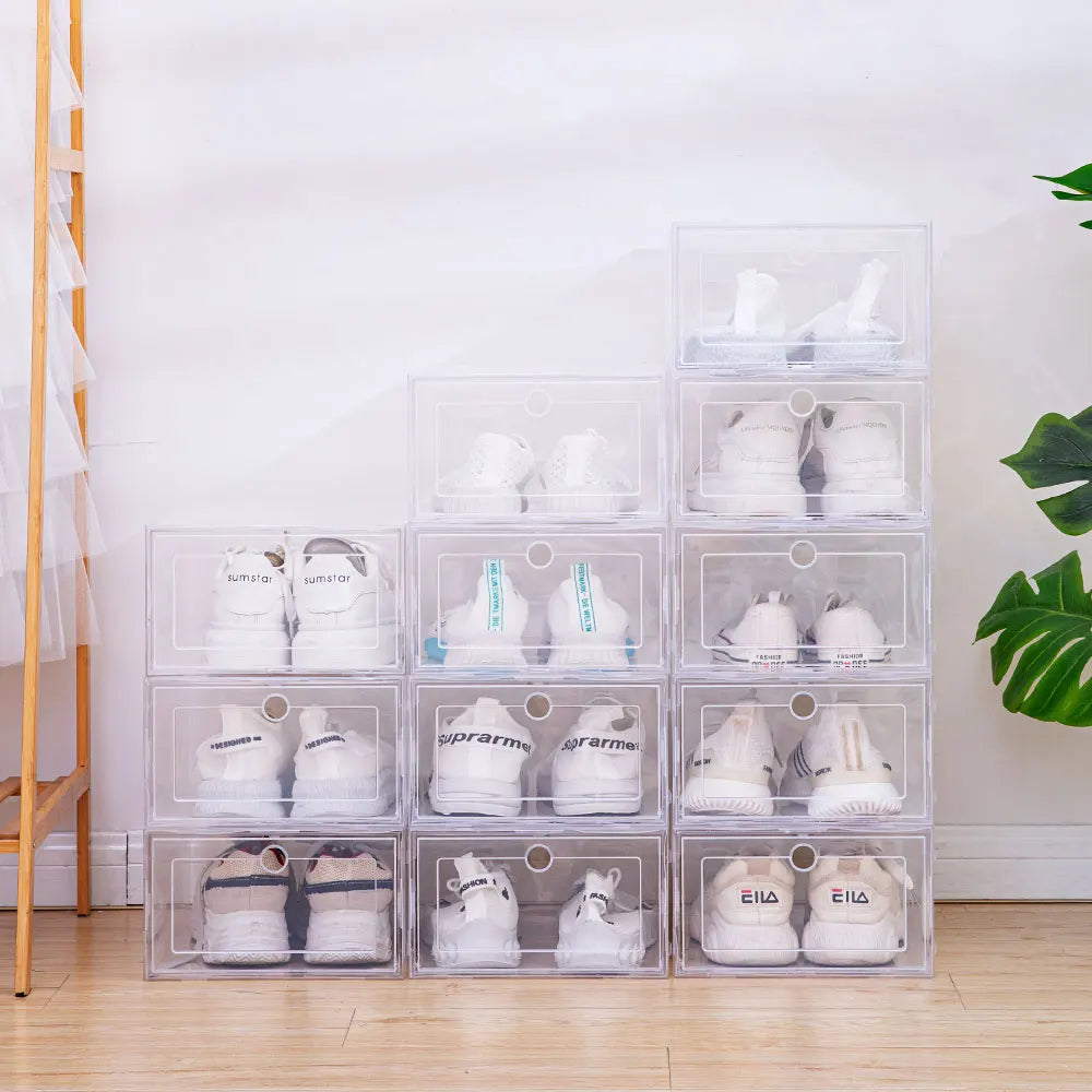 Organizers 6pcs/set Transparent Plastic Shoes Case Thickened Drawer Case Plastic Shoe Boxes Stackable Box Shoe Organizer Shoebox