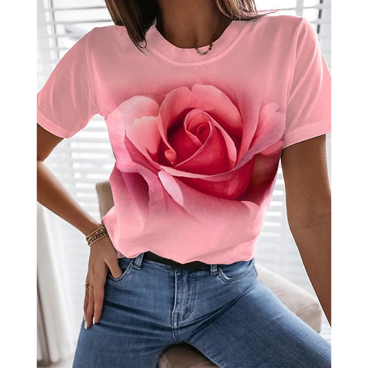 T-Shirt for Women Graphic T Shirt Fashion Trend Women's Short Sleeve Shirts Casual O-neck Loose Tees