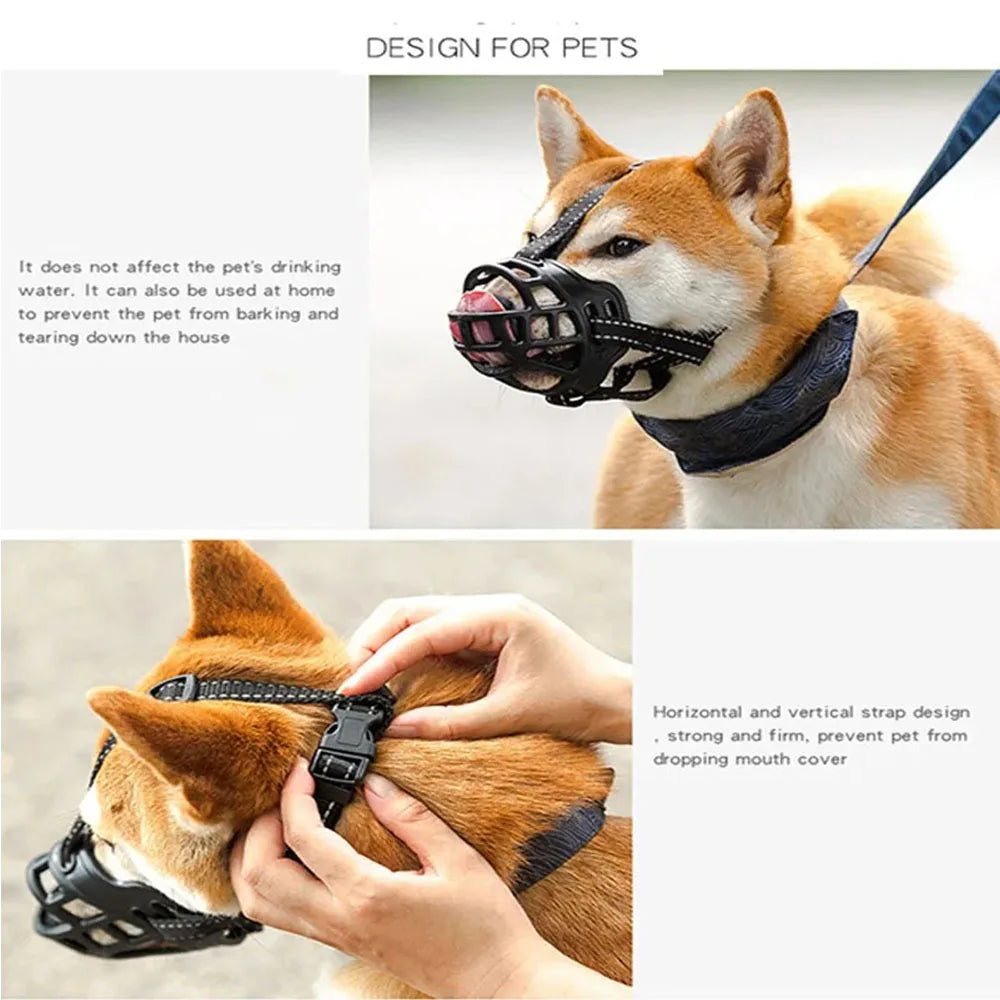 Pet Muzzle Soft Silicone Pet Dog Muzzle Anti-biting Chewing Mask Breathable Basket Dog Muzzle Durable Strong Mask Muzzle pet Dog Supplies