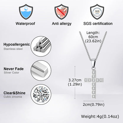 Pendant for Men Faith Cross Pendant Necklaces for Men Women Car Rear Mirror Decor Cross Prayer Christian Necklaces Collar