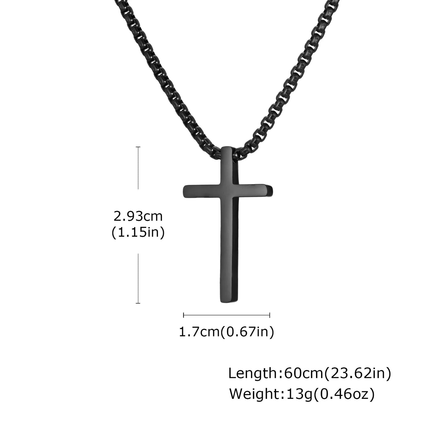 Pendant for Men Cross Necklaces for Men Women Simple Plain Color Stainless Steel Thick Cross Pendant with Box Chain