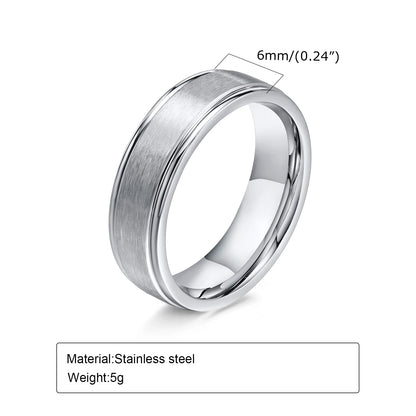 Ring For men 6mm Matte Surface Ring for Men, Classic Stainless Steel Wedding Band, Unisex Basic Plain Tail Ring Anillo