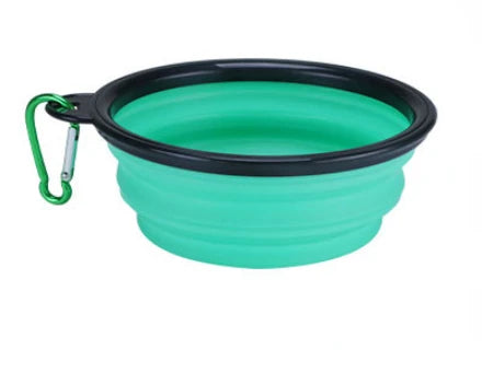 Pet Bowl Collapsible Pet Silicone Dog Food Water Bowl Outdoor Camping Travel Portable Folding  Supplies   Dishes with Carabiner