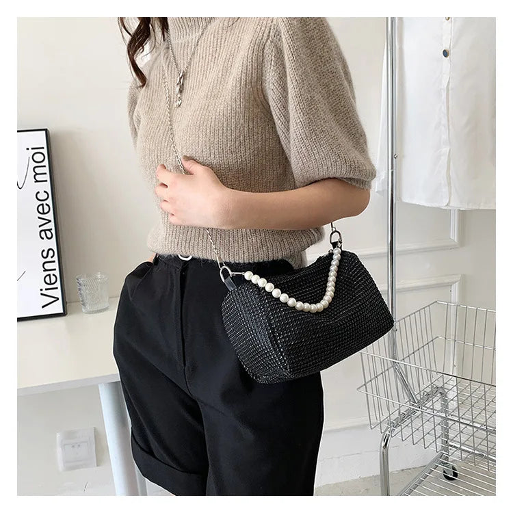 Handbag French Girl Evening Bag Fashion Ladies Crossbody Bag Women's Chain Women's Bag Pearl Shoulder Strap