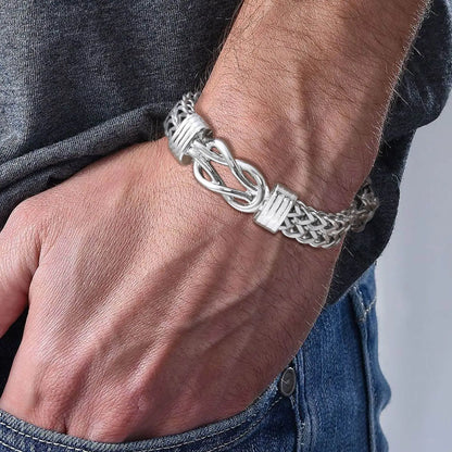 10mm Chain Bracelets for Men Boys, Infinity Knot Bracelet, Stainless Steel Layered Braided Franco Chain Bracelet