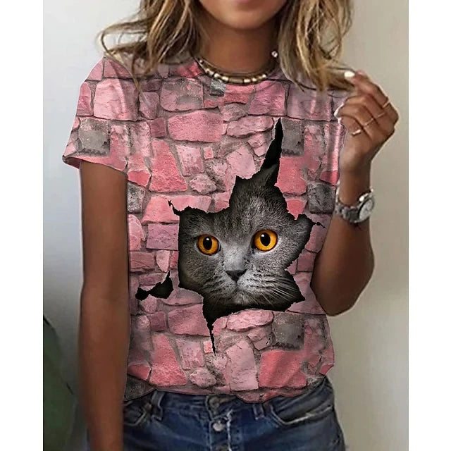 T-Shirt for Women Fashion Casual Tops 3D Printing T-shirts For Women Oversized Funny Short Sleeve Tees Tops