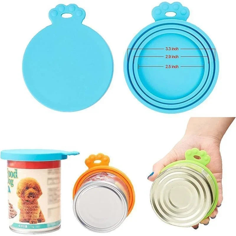 Pet Feeding Accessories Reusable 3 In 1 Pet Food Can Silicone Cover Dogs Cats Storage Tin Cap Lid Seal Cover Pet Supplies Suitable For 8.5cm/7.5cm/6.5cm