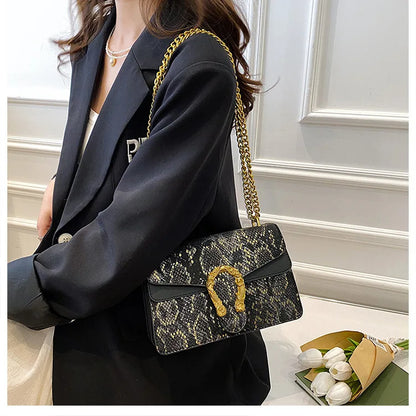 Handbag Vintage Pattern Shoulder Girls Bag Under-arm Women's Bag Fashion Chain Crossbody Ladies Bag