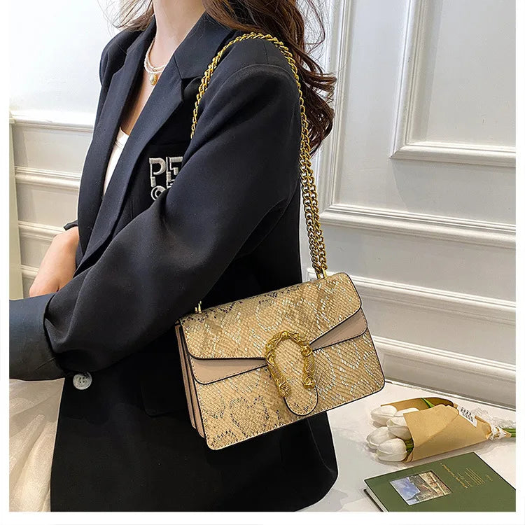 Handbag Vintage Pattern Shoulder Girls Bag Under-arm Women's Bag Fashion Chain Crossbody Ladies Bag