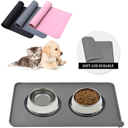 Pet Mat Silicone Dog Mat Non-Stick Cat Bowl Mat Waterproof Food Pad Pet Feeding Drinking Pads Easy Washing Placemat