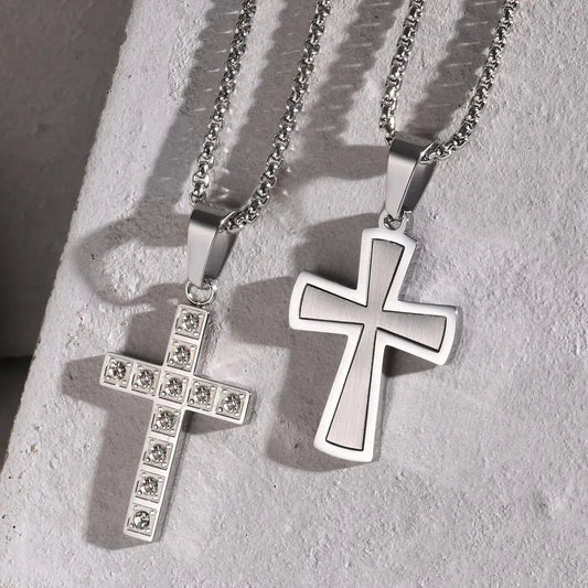 Pendant for Men Faith Cross Pendant Necklaces for Men Women Car Rear Mirror Decor Cross Prayer Christian Necklaces Collar