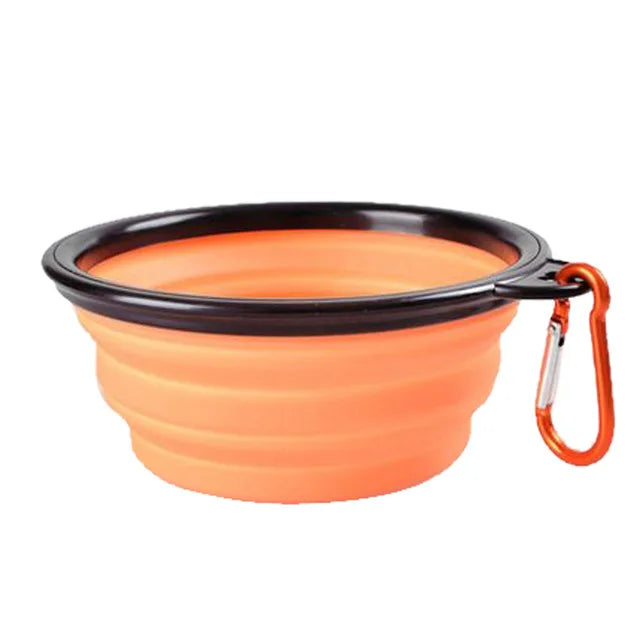 Pet Bowl Collapsible Pet Silicone Dog Food Water Bowl Outdoor Camping Travel Portable Folding  Supplies   Dishes with Carabiner