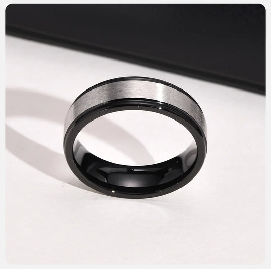 Ring For men 6mm Matte Surface Ring for Men, Classic Stainless Steel Wedding Band, Unisex Basic Plain Tail Ring Anillo