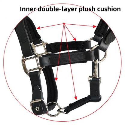 Horse tack Horse Halter Bridle PVC Soft Padded Headstall Head Collar Horse Riding Accessories Ergonomic Comfortable Halters