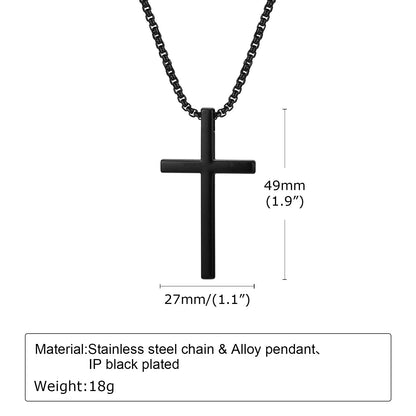 Pendant for Men Unisex Plain Cross Necklaces Men Women Stainless Steel Religious Faith Cross Pendant Necklace Simple Cross with Box Chain