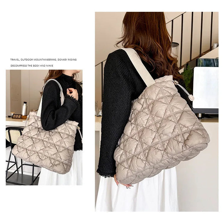 Handbag Fashionable Women's Tote Bag Large Shoulder Tote Bag Drawstring Closure Quilted Cloud Tote Bag