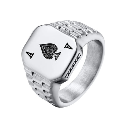 Ring for men Poker Spade Ace Rings for Men Women Anti Allergy Stainless Steel Signet Ring Lucky Gift Jewelry Silver Color Anillo