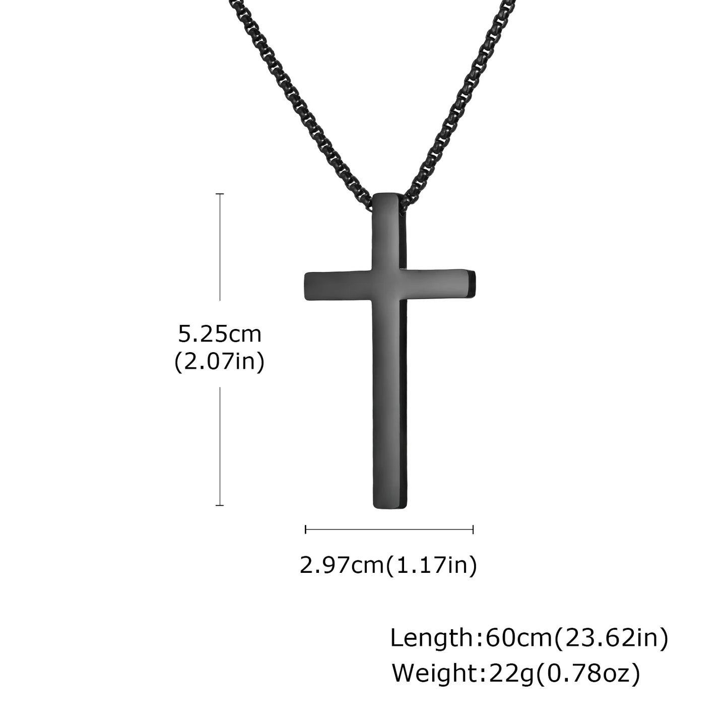 Pendant for Men Cross Necklaces for Men Women Simple Plain Color Stainless Steel Thick Cross Pendant with Box Chain