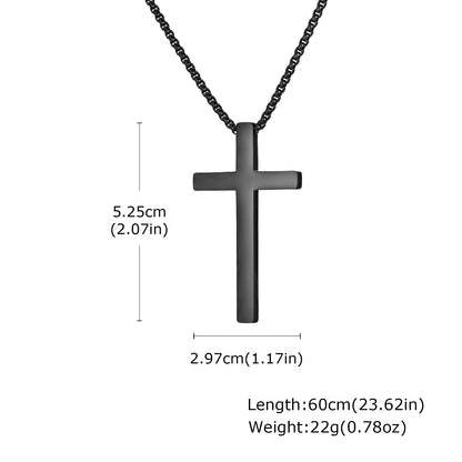 Pendant for Men Cross Necklaces for Men Women Simple Plain Color Stainless Steel Thick Cross Pendant with Box Chain