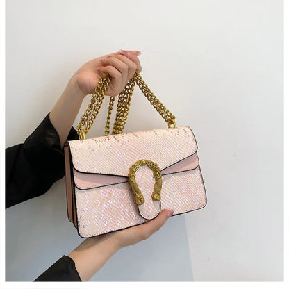 Handbag Vintage Pattern Shoulder Girls Bag Under-arm Women's Bag Fashion Chain Crossbody Ladies Bag