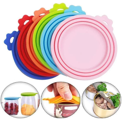 Pet Feeding Accessories Reusable 3 In 1 Pet Food Can Silicone Cover Dogs Cats Storage Tin Cap Lid Seal Cover Pet Supplies Suitable For 8.5cm/7.5cm/6.5cm